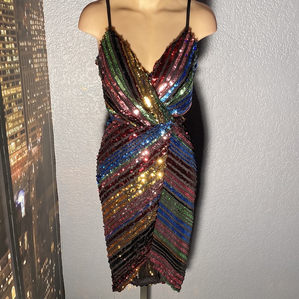 Ina Multicolor Sequin Midi Party Dress